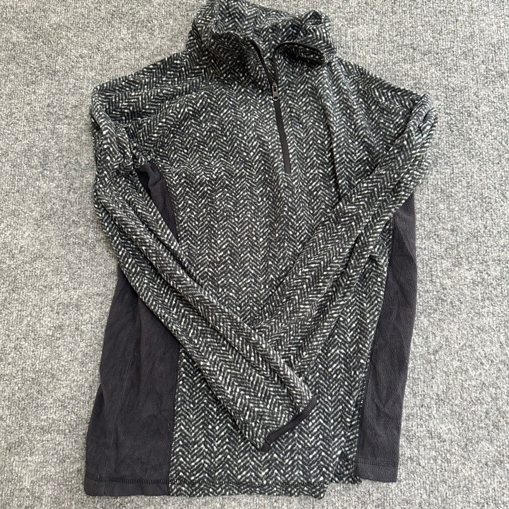 Columbia Pullover Womens Size M Black Herringbone Quarter Zip Athletic Fleece